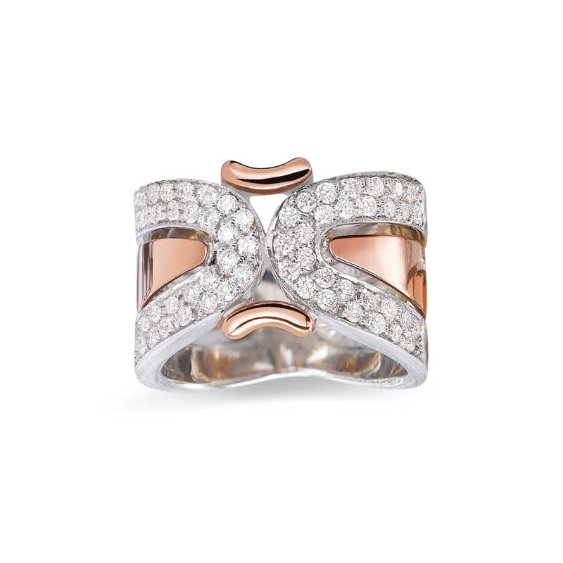 BAGUE - DIAMANTS, OR BLANC ET ROSE